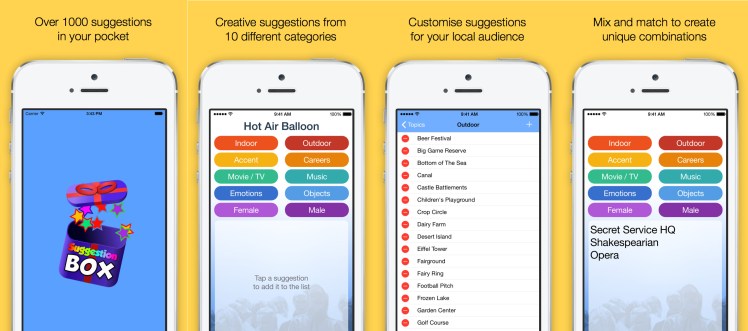 Screens from the app